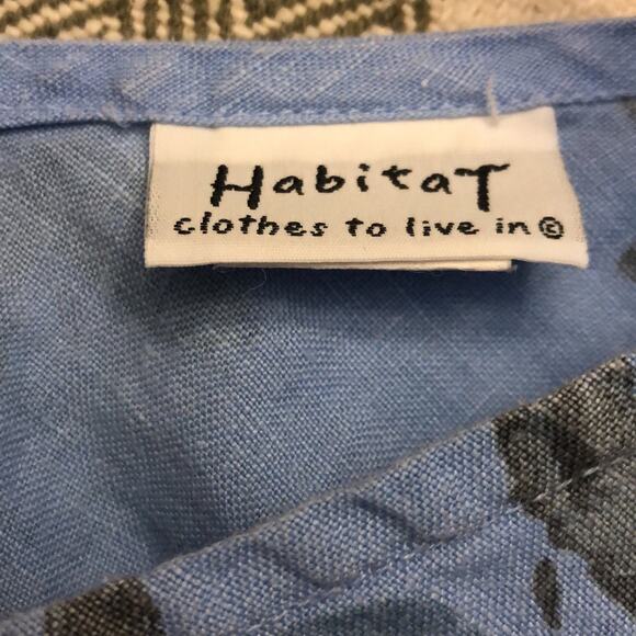 Habitat, clothes to live in blue floral linen button down blouse size xs - Picture 9 of 12